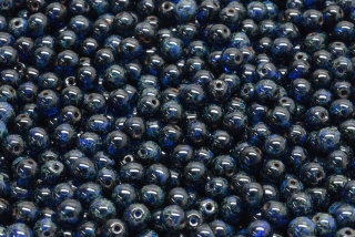 Mačkané kuličky, 4 mm, modrá, čirá, travertin, 70 ks