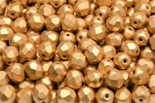 Broušené korálky, zlaté, 8 mm, 14 ks