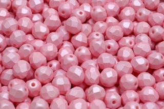 Broušené korálky, růžové, vosk, 8 mm, 10 ks