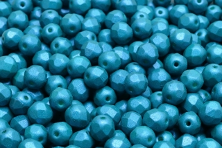 Broušené korálky, modré, vosk, 8 mm, 10 ks