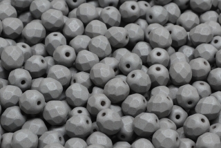 Broušené korálky, šedé, mat, 8 mm, 10 ks