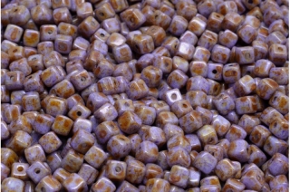 Cube beads, fialový travertin, 4 x 4 mm, 40 ks