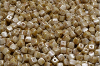 Cube beads, hnědý travertin, 4 x 4 mm, 40 ks