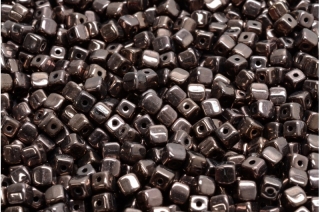 Cube beads, hnědé, 4 x 4 mm, 40 ks