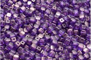 Cube beads, fialové, 4 x 4 mm, 40 ks