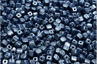 Cube beads, černý travertin, 4 x 4 mm, 40 ks