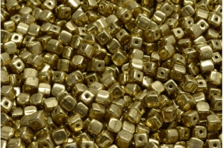 Cube beads, zlaté, 4 x 4 mm, 40 ks