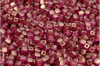 Cube beads, vínové, 4 x 4 mm, 40 ks