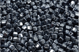 Cube beads, hematit, 4 x 4 mm, 40 ks