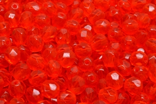 Broušené korálky, červené, 6 mm, 30 ks