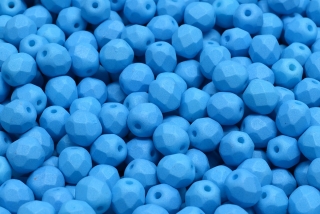 Broušené korálky, modré, mat, 6 mm, 20 ks