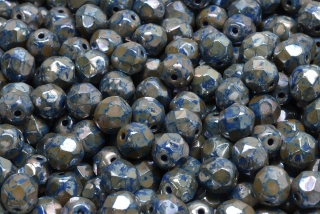 Broušené korálky, modrý travertin, 6 mm, 20 ks