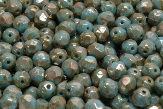 Broušené korálky, tyrkysové, travertin, 6 mm, 20 ks