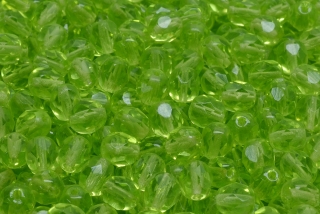 Broušené korálky, světle zelené, 6 mm, 30 ks
