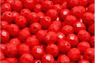 Broušené korálky, červené, 8 mm, 10 ks