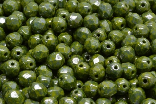 Broušené korálky, zelené, travertin, 6 mm, 20 ks