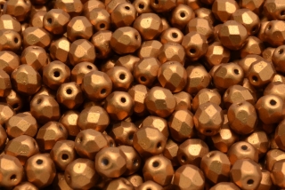 Broušené korálky, měděné, 6 mm, 30 ks