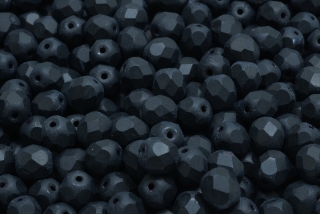 Broušené korálky, černé, mat, 6 mm, 30 ks