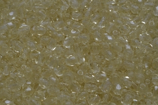 Broušené korálky, čiré, citrónové, 4 mm, 50 ks