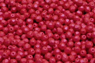 Broušené korálky, červené, vosk, 4 mm, 30 ks
