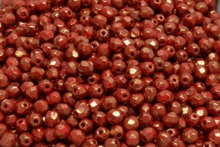 Broušené korálky, červené, travertin, 4 mm, 40 ks