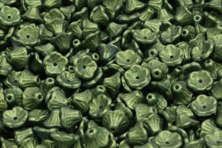 Zvonečky, 7 x 5 mm, tm. zelené, vosk, 20 ks