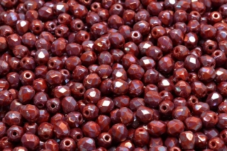 Broušené korálky, červené, travertin, 4 mm, 30 ks
