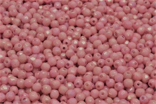 Broušené korálky, bílé, růžové, 4 mm, 40 ks