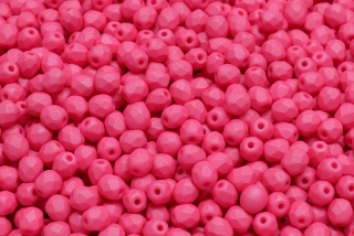 Broušené korálky, růžové, vosk, 4 mm, 30 ks