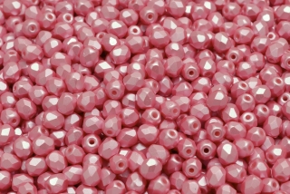 Broušené korálky, růžové, vosk, 4 mm, 30 ks