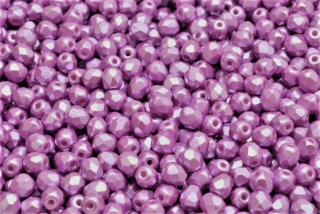 Broušené korálky, fialové, vosk, 4 mm, 30 ks