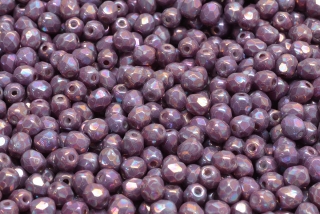Broušené korálky, fialové, AB, 4 mm, 40 ks