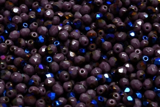 Broušené korálky, fialové, půlpokov, 4 mm, 40 ks
