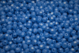 Broušené korálky, modré, vosk, 4 mm, 30 ks