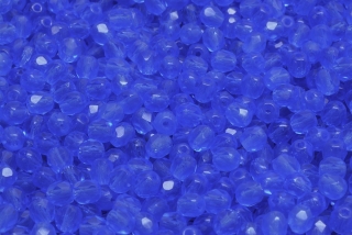 Broušené korálky, čiré, modré, 4 mm, 50 ks