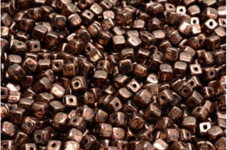 Cube beads, hnědé, travertin, 4 x 4 mm, 40 ks