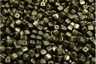 Cube beads, zelené, 4 x 4 mm, 40 ks