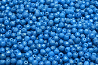 Broušené korálky, modré, vosk, 4 mm, 40 ks
