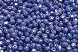 Broušené korálky, modré, žíhané, AB, 4 mm, 30 ks