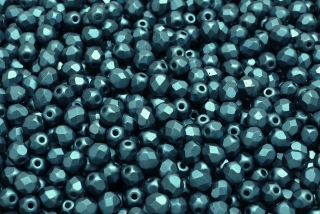 Broušené korálky, modrozelené, vosk, 4 mm, 30 ks
