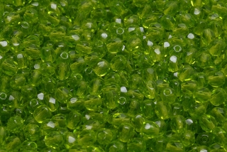 Broušené korálky, zelené, čiré, 4 mm, 40 ks