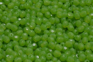 Broušené korálky, zelené, mléčné, 4 mm, 50 ks