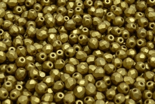 Broušené korálky, zlaté, vosk, 4 mm, 50 ks