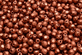 Broušené korálky, měděné, vosk, 4 mm, 50 ks