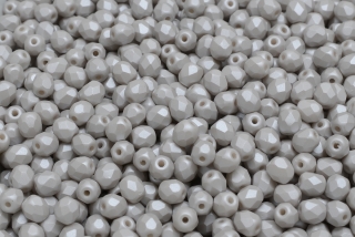 Broušené korálky, stříbrné, vosk, 4 mm, 30 ks