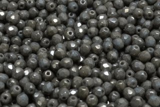 Broušené korálky, šedé, stříkané, 4 mm, 40 ks