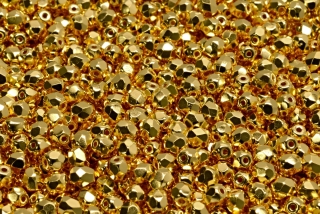 Broušené korálky, zlaté, pozlacené 24kt, 4 mm, 20 ks