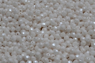 Broušené korálky, bílé, lesk, 3 mm, 60 ks