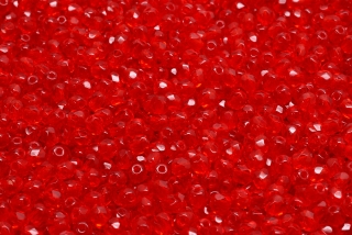 Broušené korálky, červené, 3 mm, 60 ks