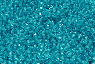Broušené korálky, modré, čiré, 3 mm, 60 ks